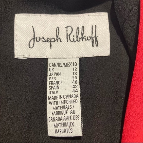 JOSEPH RIBKOFF Sz 10 Polka Dot Red Stripe Square Front Bow Lined Midi Dress - Picture 12 of 13